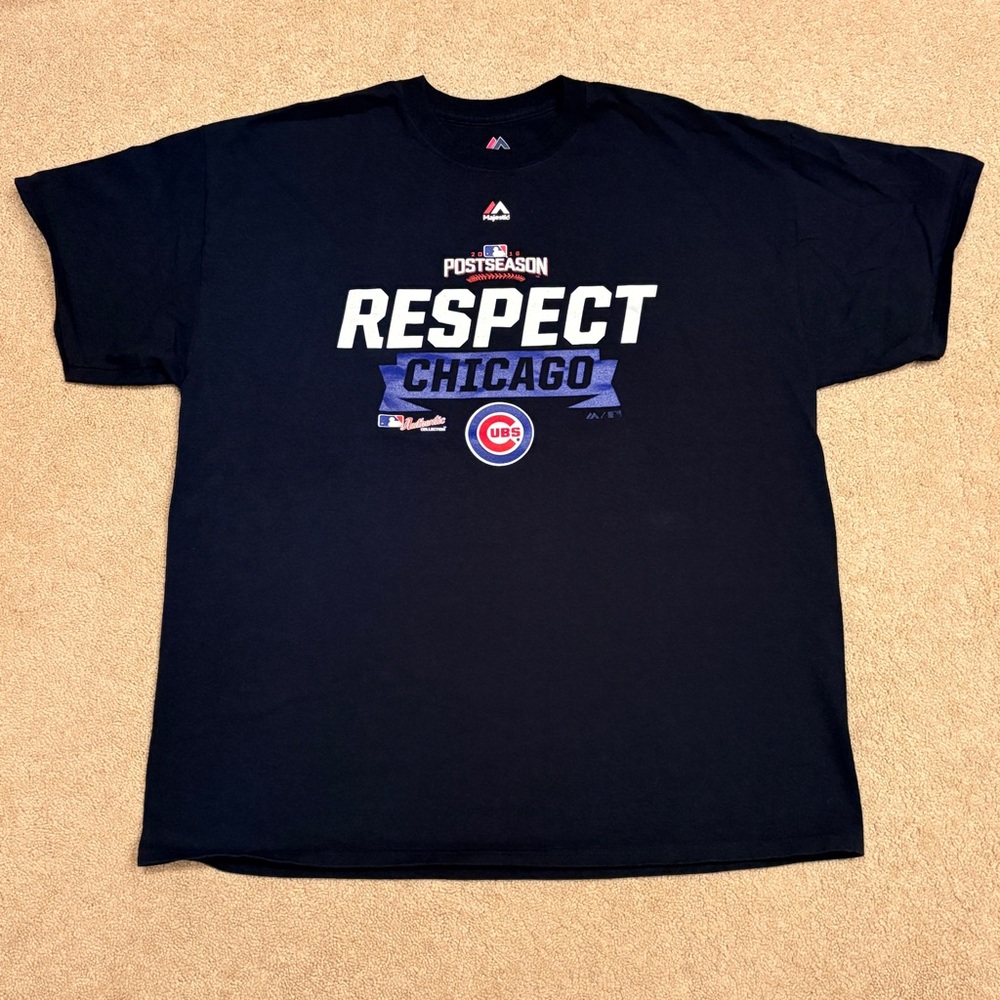 Majestic Chicago Cubs Respect Graphic T Shirt Mens XL Black MLB Summer Baseball